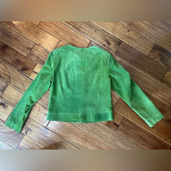 BCBG for Nordstrom; suede zip up jacket; Green; women’s Large - Picture 6 of 6